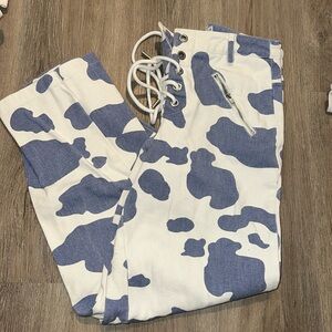 Cow print jeans